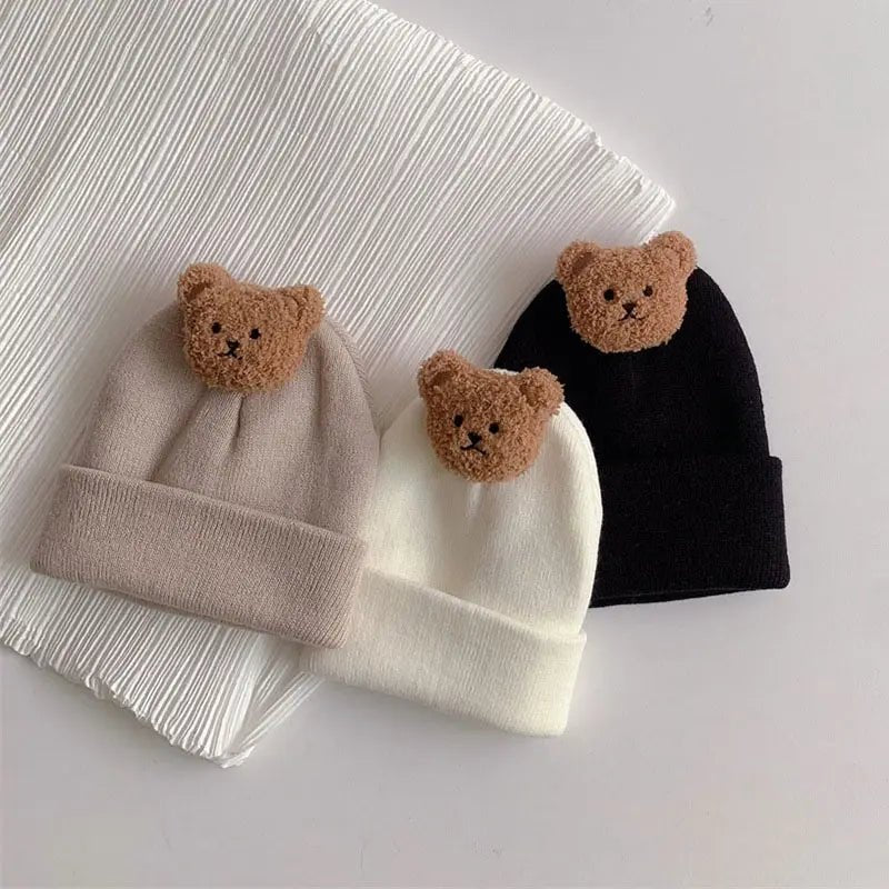 Cartoon Bear Knitted Baby Beanie - Baby Care Shop