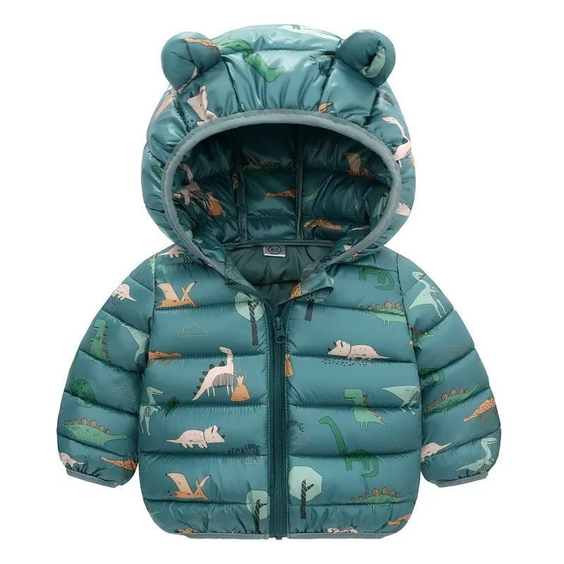 Cartoon Dinosaur Hooded Down Jacket (Children) - Baby Care Shop