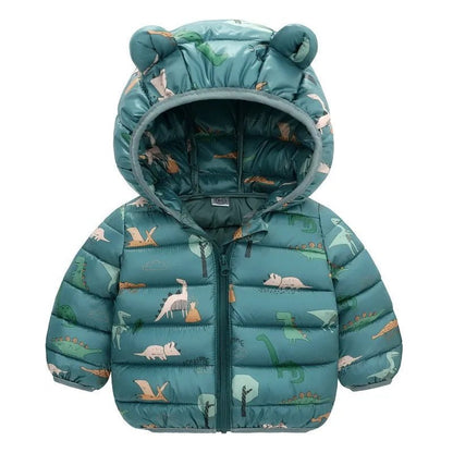 Cartoon Dinosaur Hooded Down Jacket (Children) - Baby Care Shop