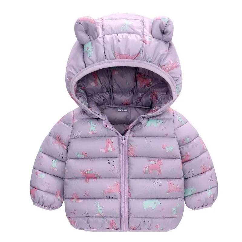 Cartoon Dinosaur Hooded Down Jacket (Children) - Baby Care Shop