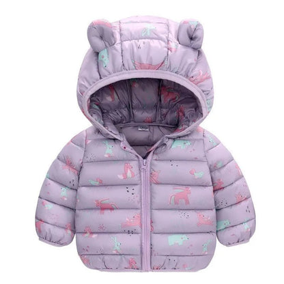 Cartoon Dinosaur Hooded Down Jacket (Children) - Baby Care Shop