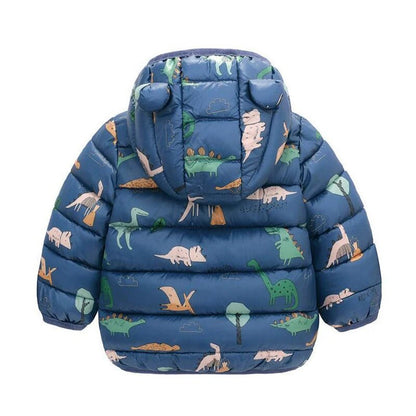 Cartoon Dinosaur Hooded Down Jacket (Children) - Baby Care Shop