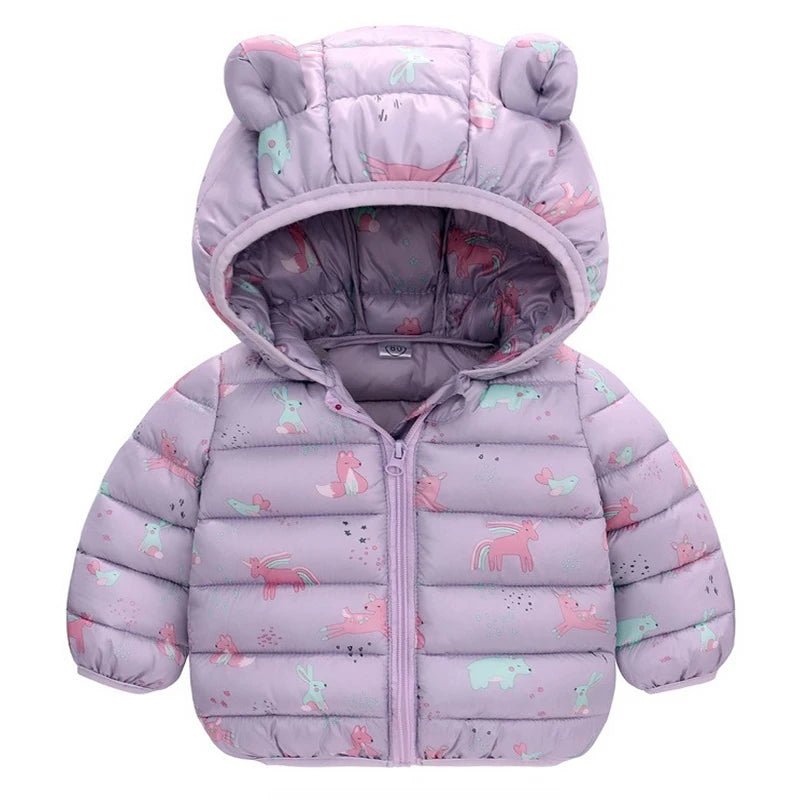 Cartoon Dinosaur Hooded Down Jacket (Children) - Baby Care Shop