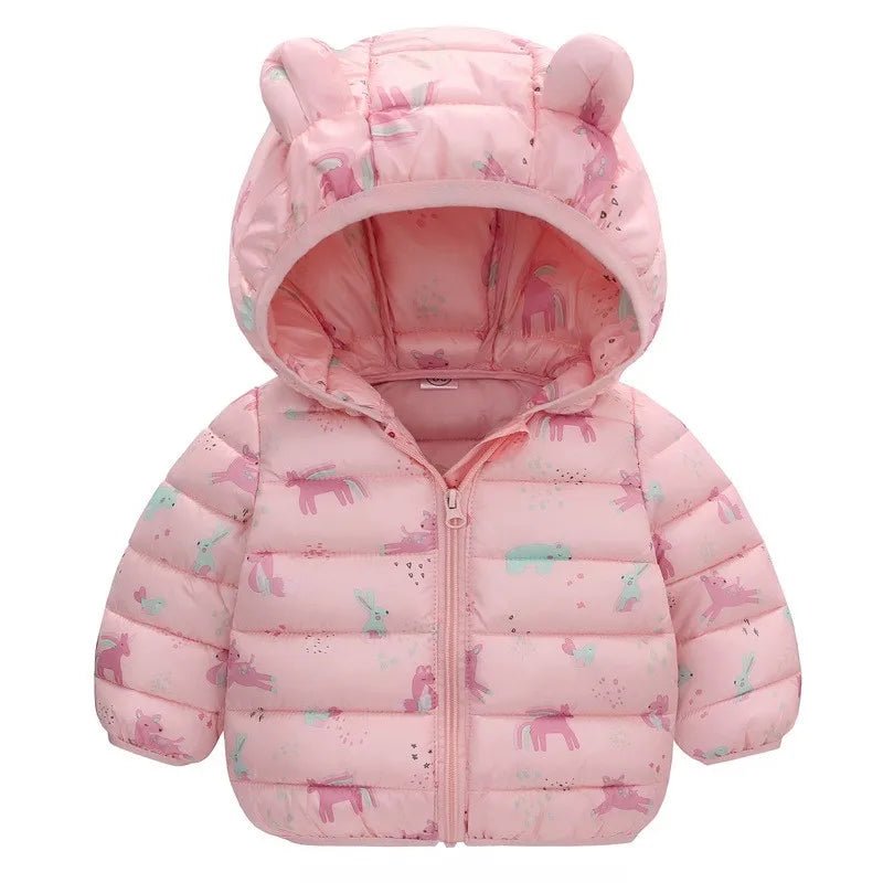 Cartoon Dinosaur Hooded Down Jacket (Children) - Baby Care Shop