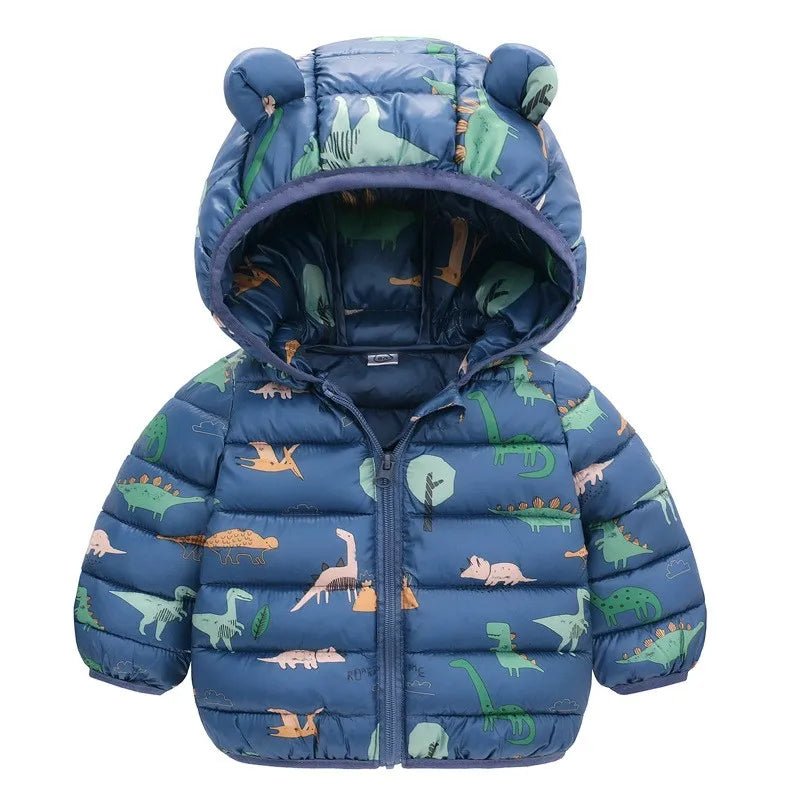 Cartoon Dinosaur Hooded Down Jacket (Children) - Baby Care Shop