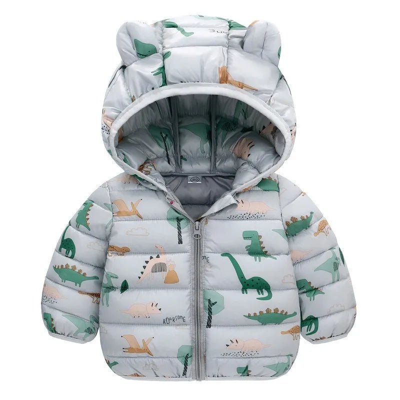 Cartoon Dinosaur Hooded Down Jacket (Children) - Baby Care Shop