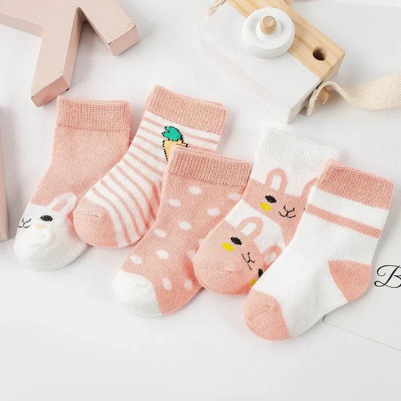 Cotton Animal Design Baby Socks (5 Pairs) - Baby Care Shop