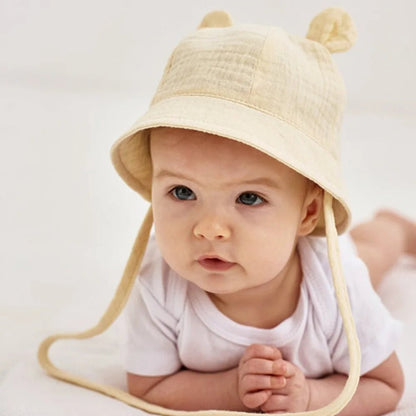 Cotton Muslin Baby Bucket Hat (3 - 12M) - Baby Care Shop