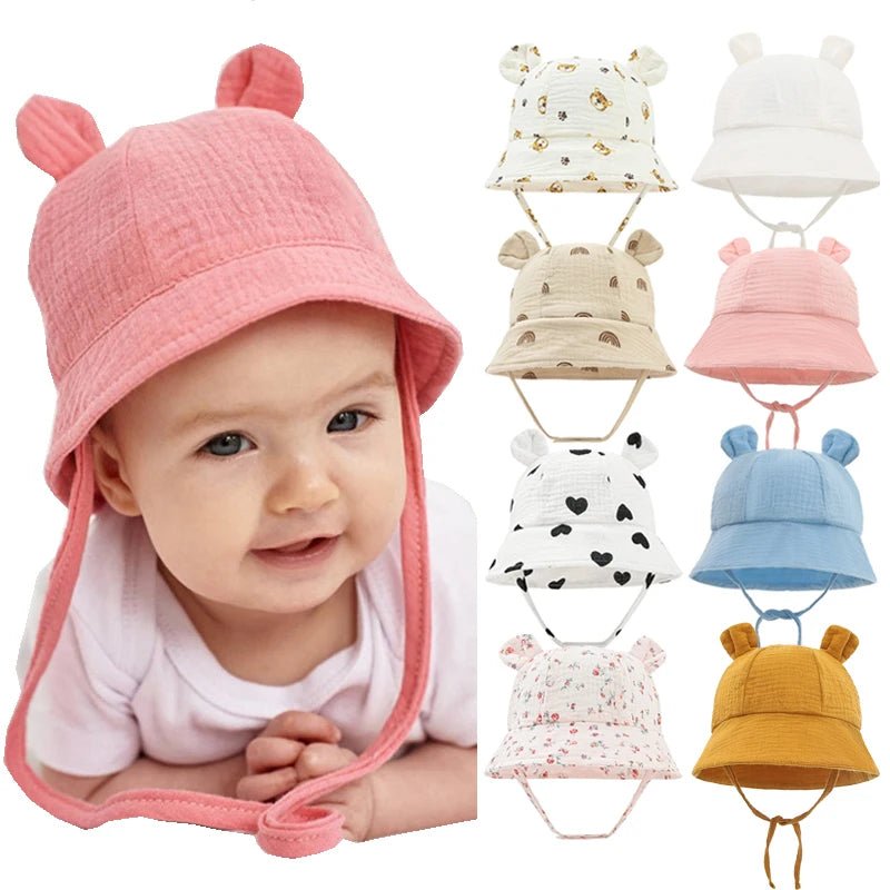 Cotton Muslin Baby Bucket Hat (3 - 12M) - Baby Care Shop