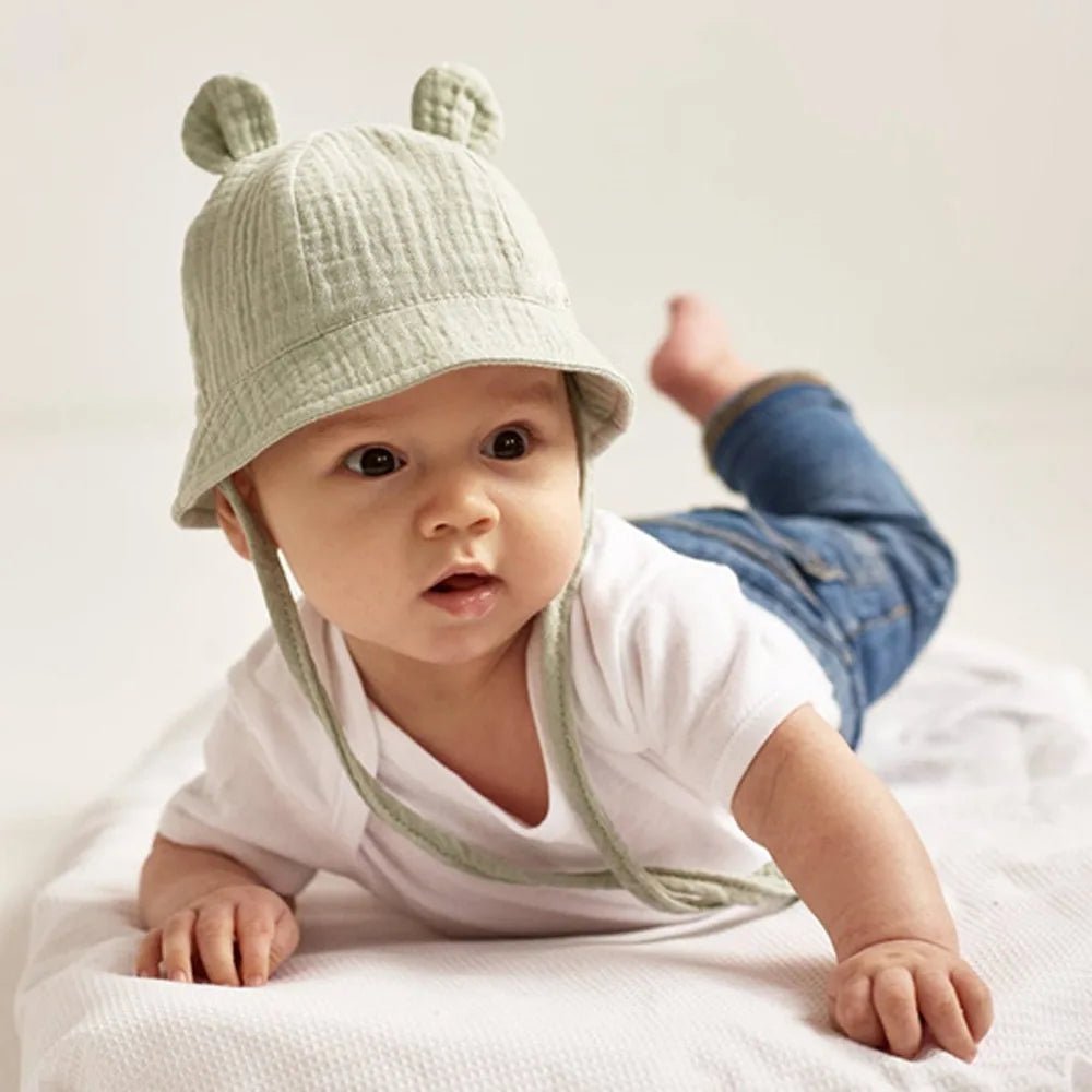 Cotton Muslin Baby Bucket Hat (3 - 12M) - Baby Care Shop