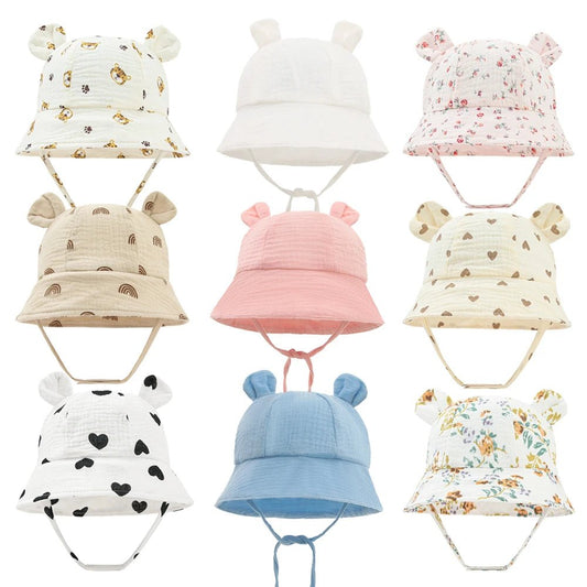 Cotton Muslin Baby Bucket Hat (3 - 12M) - Baby Care Shop