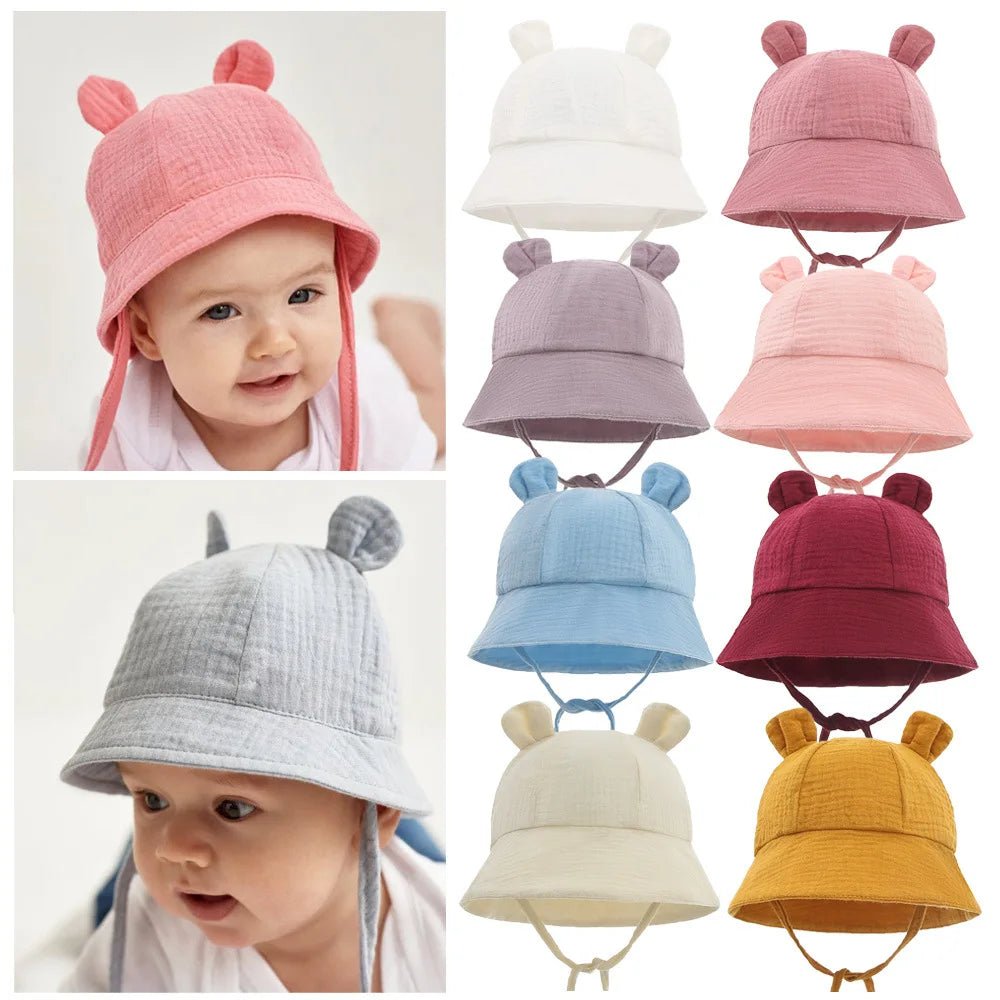 Cotton Muslin Baby Bucket Hat (3 - 12M) - Baby Care Shop