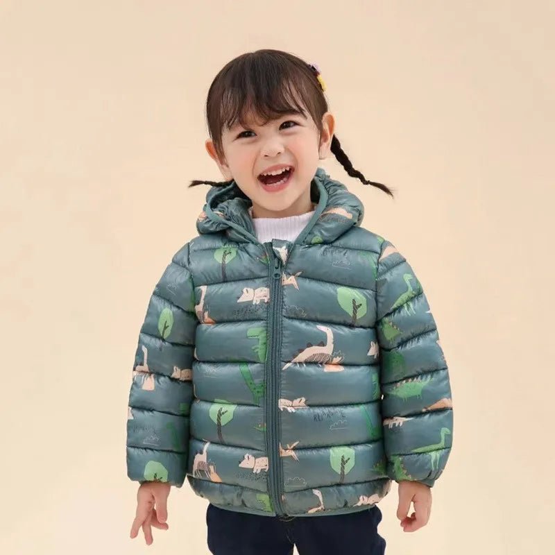 Dinosaur Hooded Down Jacket (1 - 5 Years) - Baby Care Shop