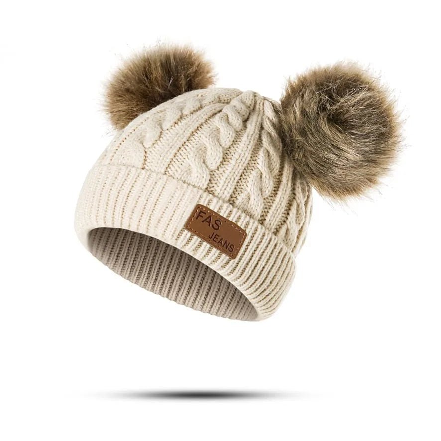 Double Pompom Knitted Beanie (Children) - Baby Care Shop