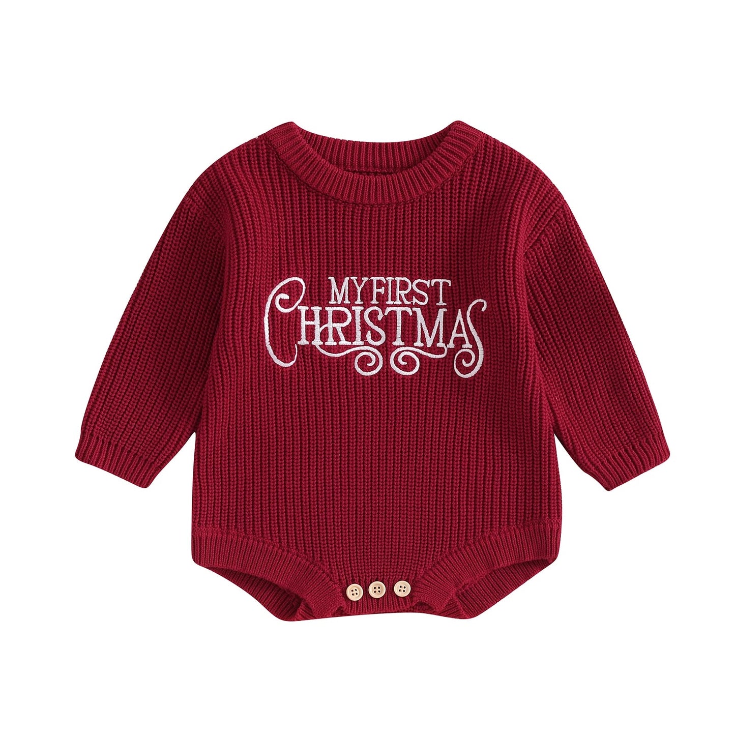 Embroidered Christmas Knit Romper (Baby) - Baby Care Shop