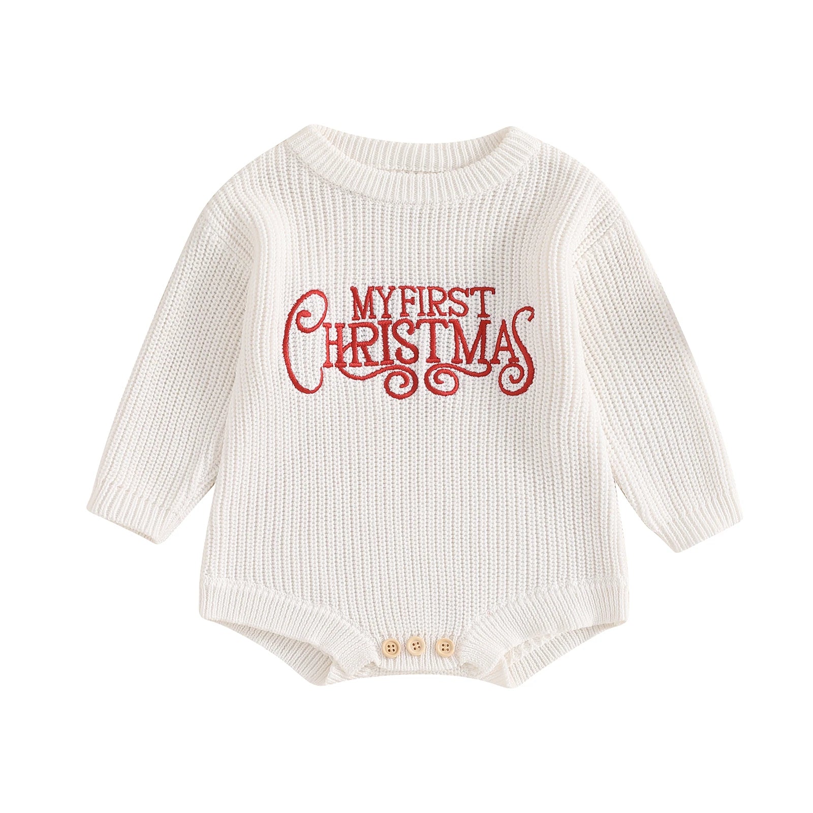 Embroidered Christmas Knit Romper (Baby) - Baby Care Shop