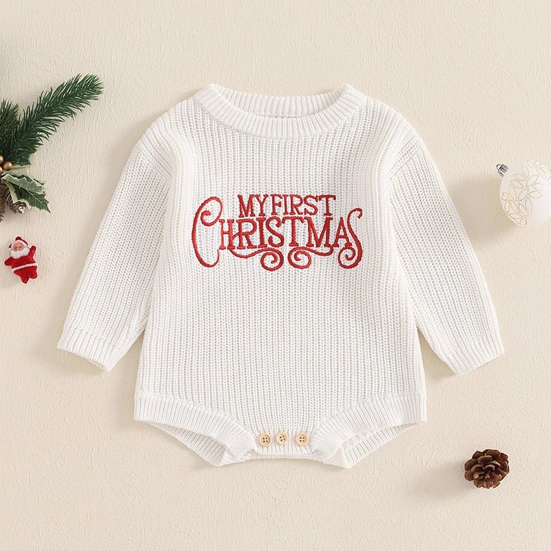 Embroidered Christmas Knit Romper (Baby) - Baby Care Shop