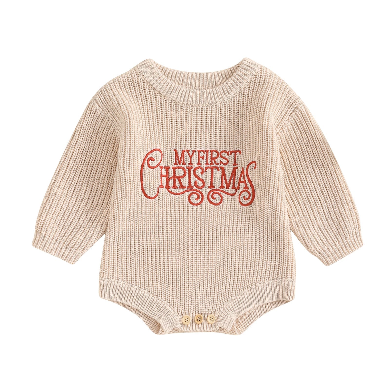 Embroidered Christmas Knit Romper (Baby) - Baby Care Shop