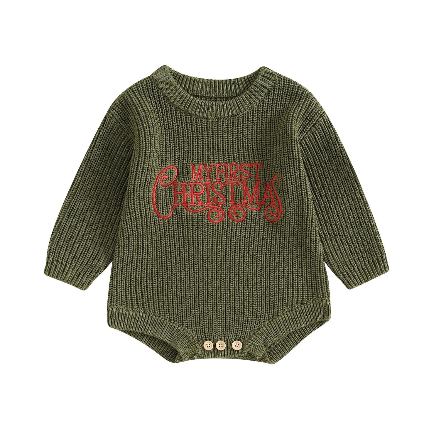 Embroidered Christmas Knit Romper (Baby) - Baby Care Shop