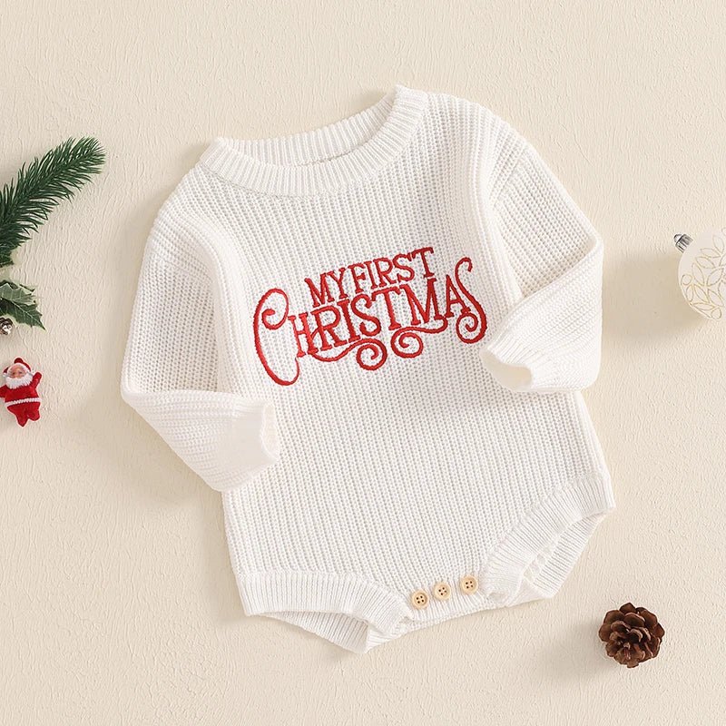 Embroidered Christmas Knit Romper (Baby) - Baby Care Shop