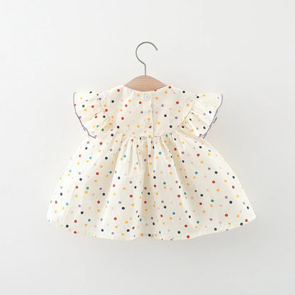 Embroidered Flower Polka Dot Baby Dress - Baby Care Shop