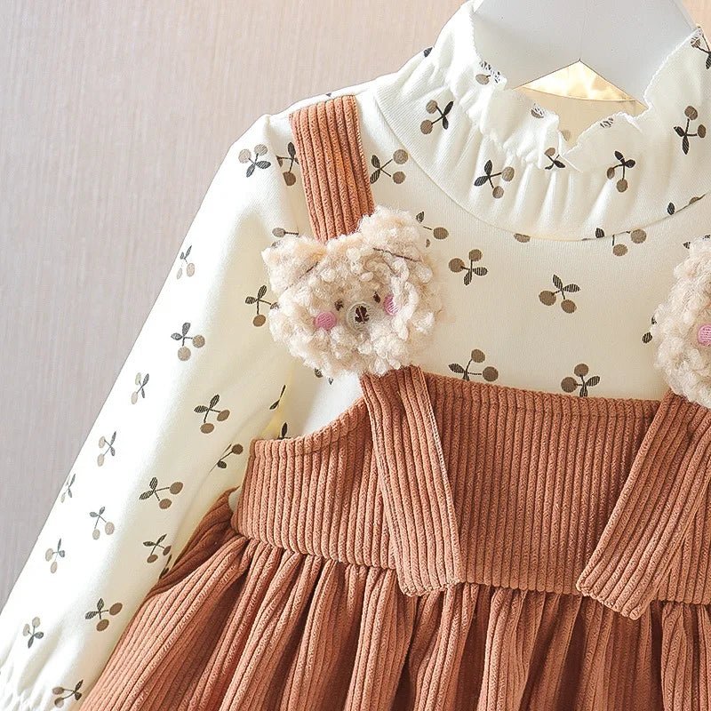 Floral Bear Corduroy Dress (Fall) - Baby Care Shop