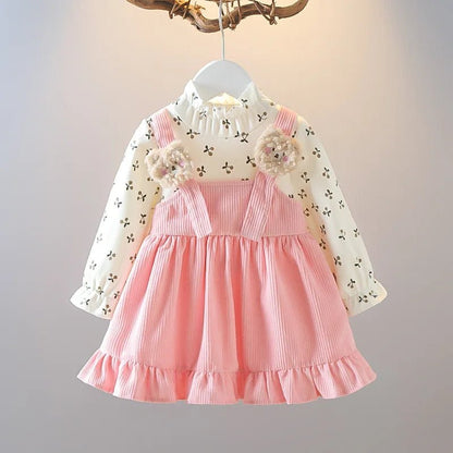 Floral Bear Corduroy Dress (Fall) - Baby Care Shop