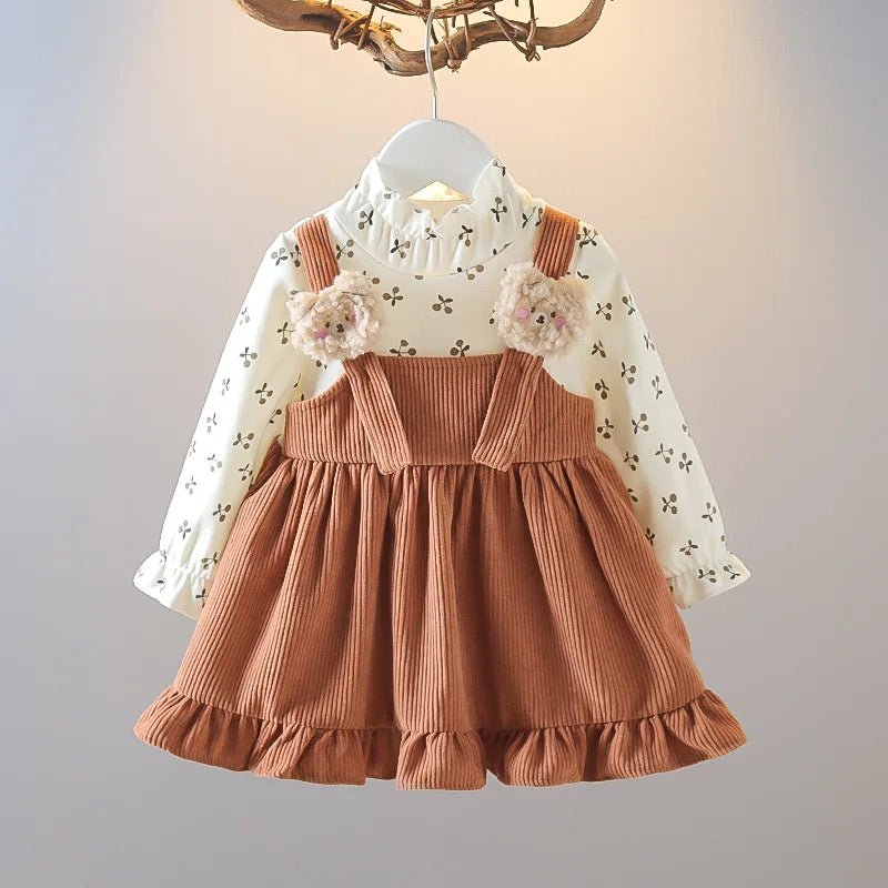 Floral Bear Corduroy Dress (Fall) - Baby Care Shop