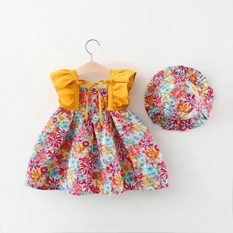 Floral Print Bow Dress & Hat (Baby Girl) - Baby Care Shop