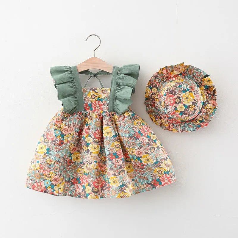 Floral Print Bow Dress & Hat (Baby Girl) - Baby Care Shop