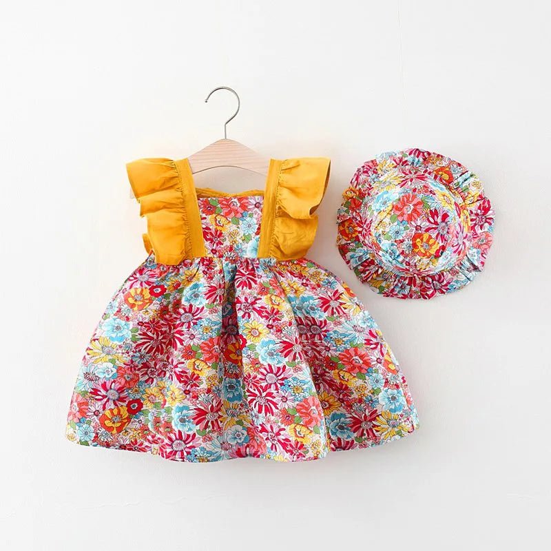 Floral Print Bow Dress & Hat (Baby Girl) - Baby Care Shop