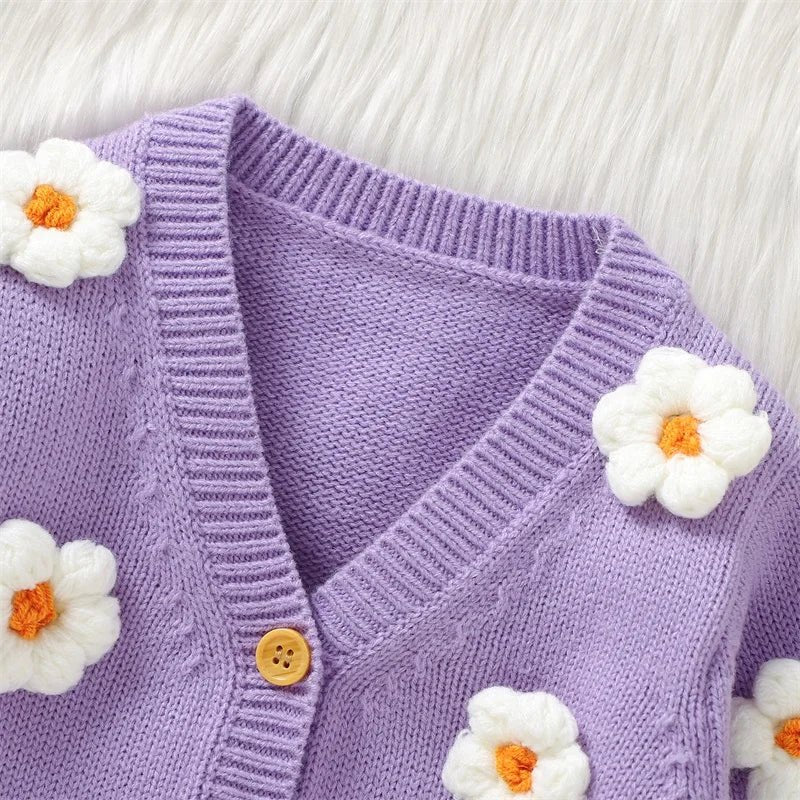 Flower Knitted Baby Cardigan (2023) - Baby Care Shop