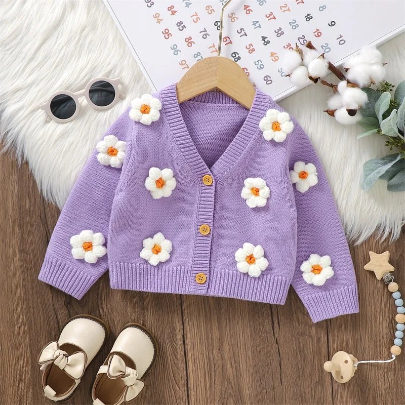 Flower Knitted Baby Cardigan (2023) - Baby Care Shop