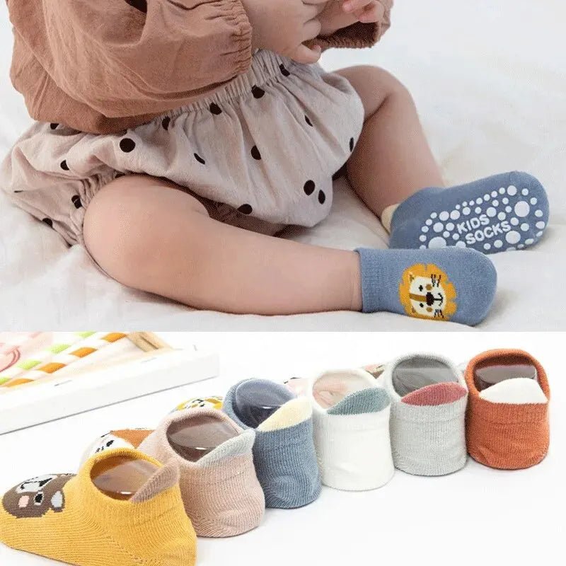 Non - Slip Cartoon Baby Socks (3 Pairs) - Baby Care Shop