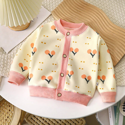 Plaid Cartoon Knit Cardigan (2024) - Baby Care Shop