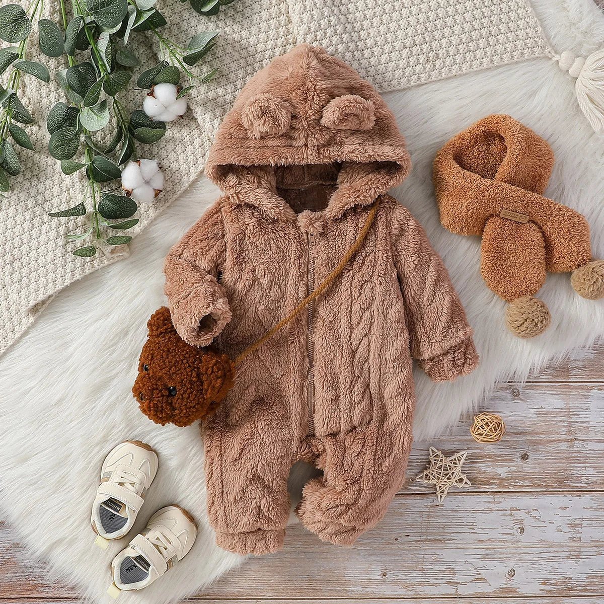 Plush Hoodie Zipper Jumpsuit (Newborn) - Baby Care Shop