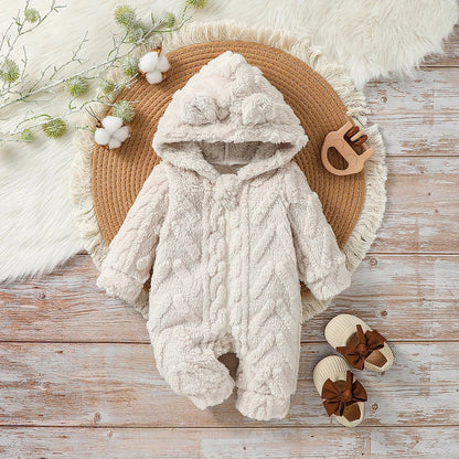 Plush Hoodie Zipper Jumpsuit (Newborn) - Baby Care Shop