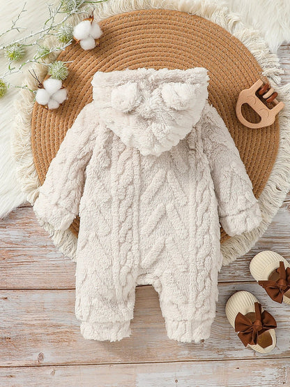 Plush Hoodie Zipper Jumpsuit (Newborn) - Baby Care Shop