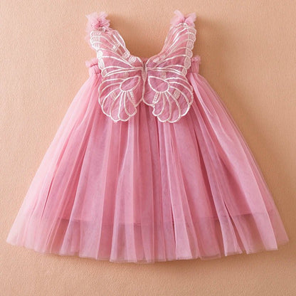 Summer Strawberry Princess Dress: Flying Sleeves, Bow Embroidery (1 - 5Y) - Baby Care Shop