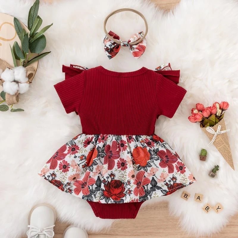 Summer Striped Bowknot Dress: Newborn Floral Jumpsuit - Baby Care Shop