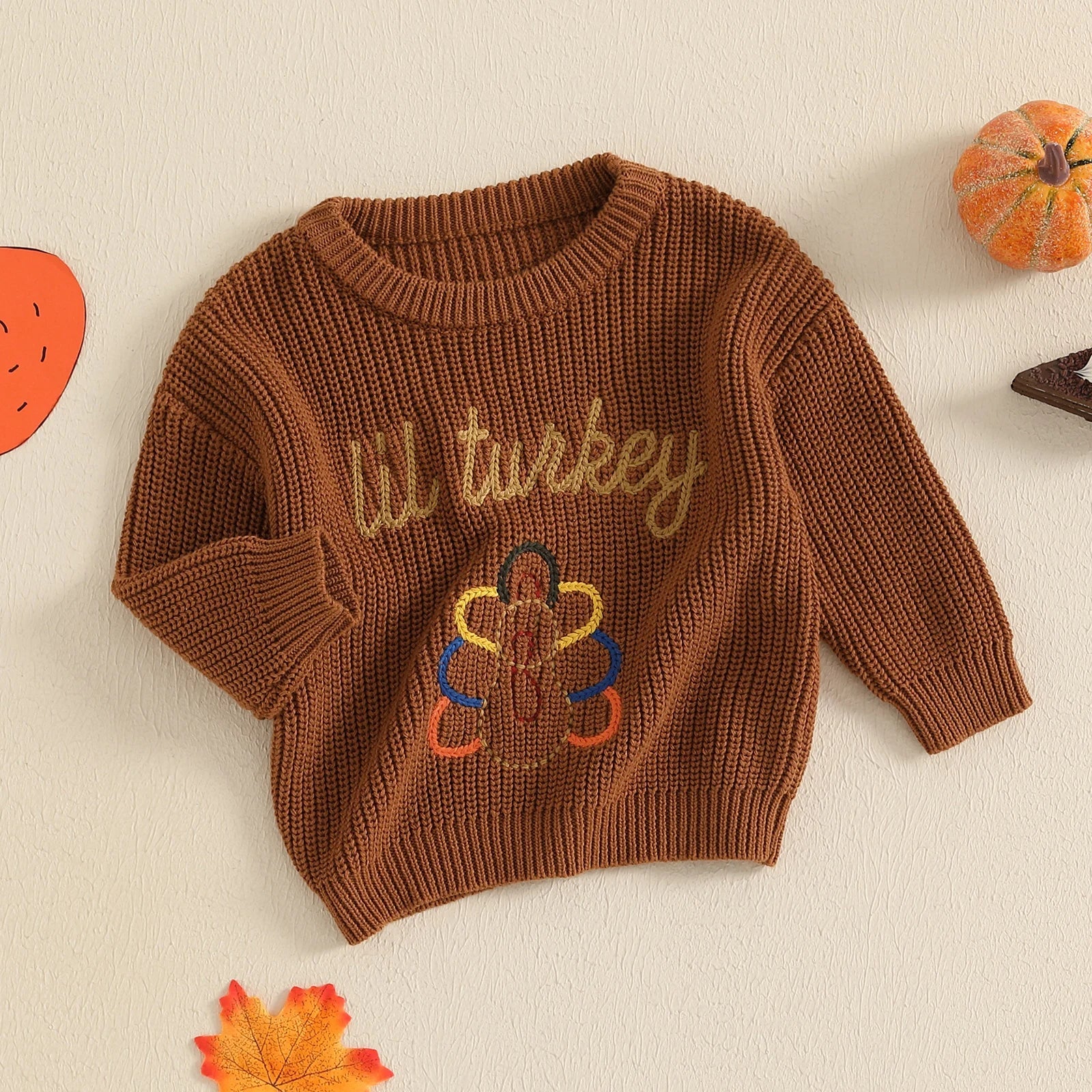 Thanksgiving Turkey Embroidered Sweater (Toddler) - Baby Care Shop