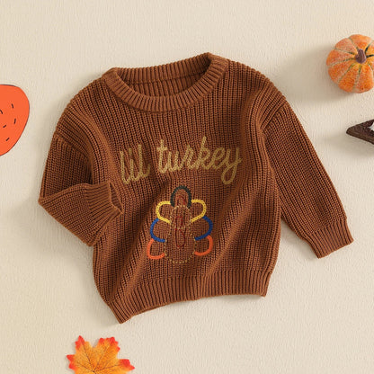 Thanksgiving Turkey Embroidered Sweater (Toddler) - Baby Care Shop