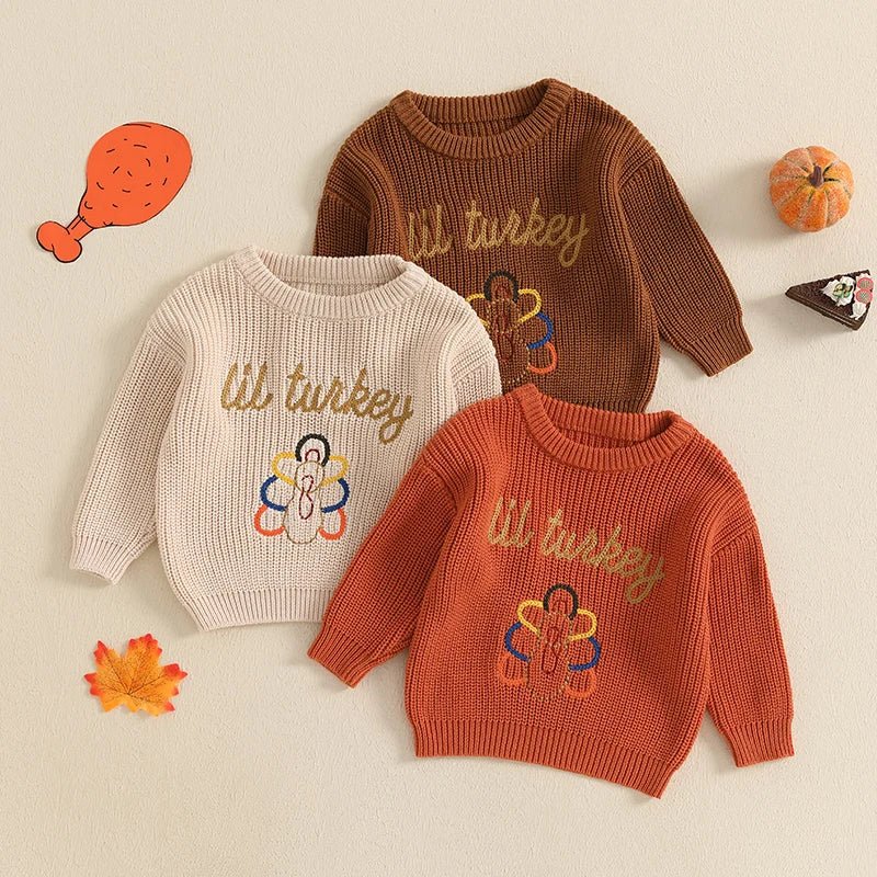 Thanksgiving Turkey Embroidered Sweater (Toddler) - Baby Care Shop