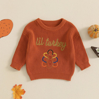 Thanksgiving Turkey Embroidered Sweater (Toddler) - Baby Care Shop