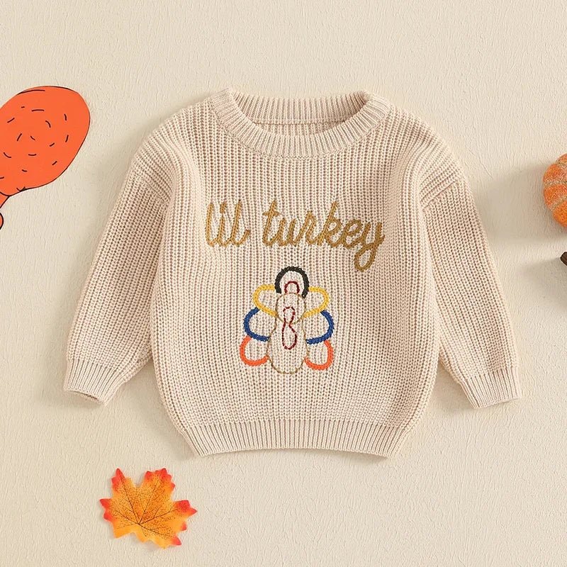 Thanksgiving Turkey Embroidered Sweater (Toddler) - Baby Care Shop