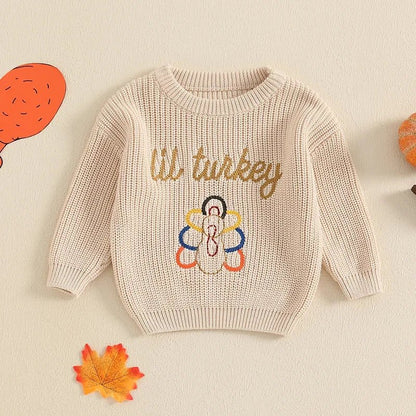 Thanksgiving Turkey Embroidered Sweater (Toddler) - Baby Care Shop