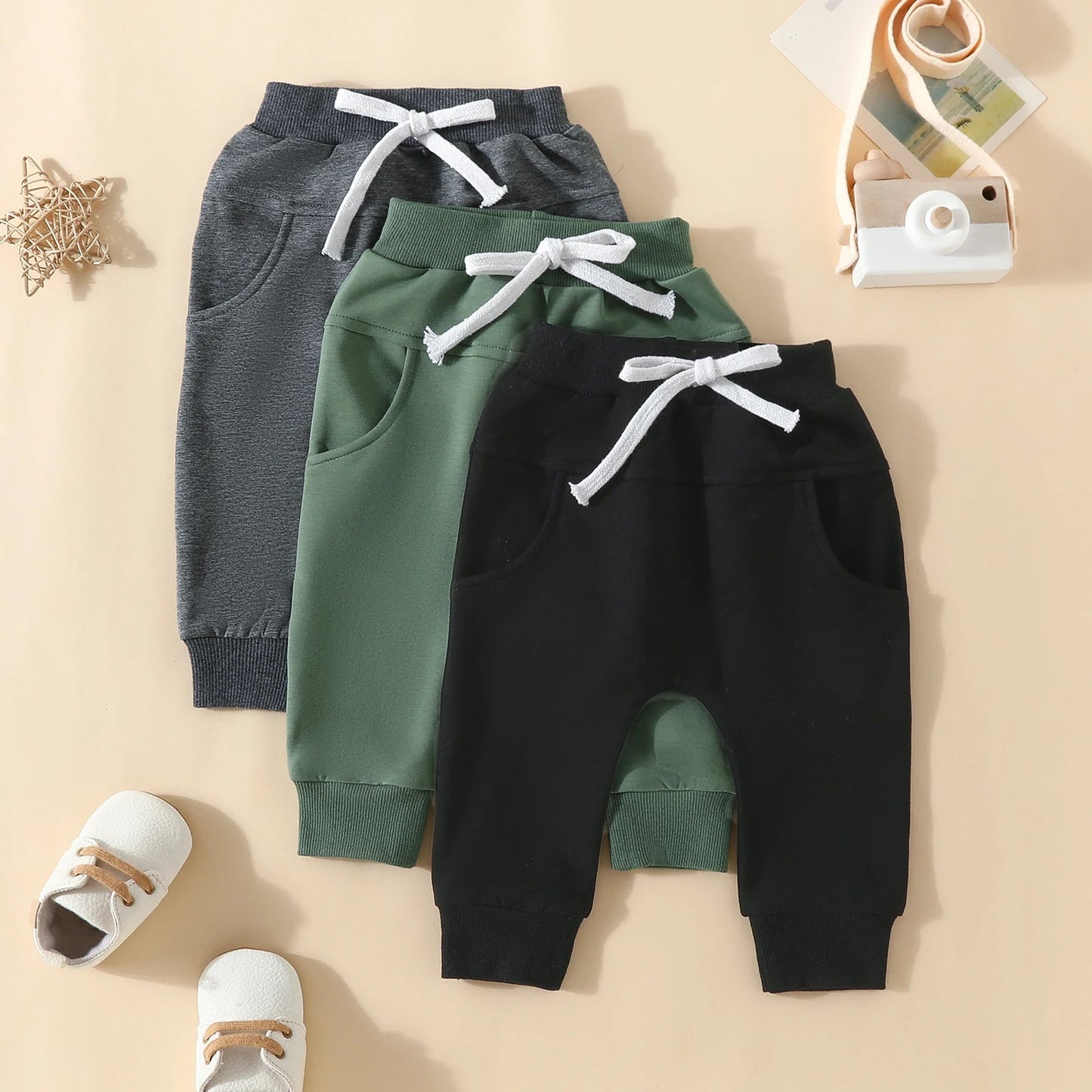 Toddler Boys' Sweatpants: Pack of 3 Elastic Waist Sport Pants - Baby Care Shop